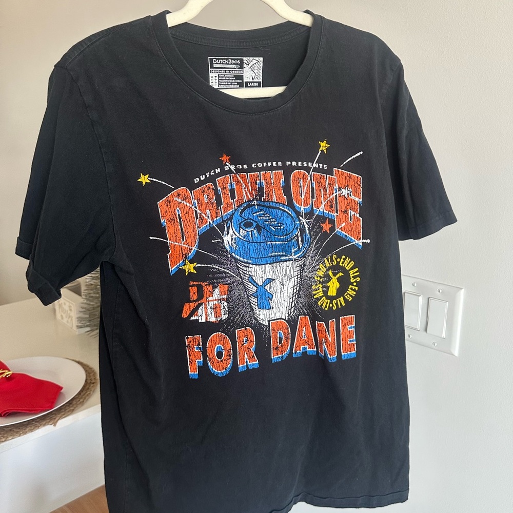 Dutch Bros Black T-Shirt Drink One For Dane